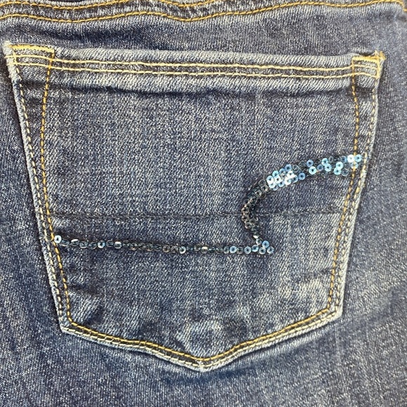 American Eagle skinny kick jeans size 6 low rise pocket glitter y2k flare - Picture 3 of 10